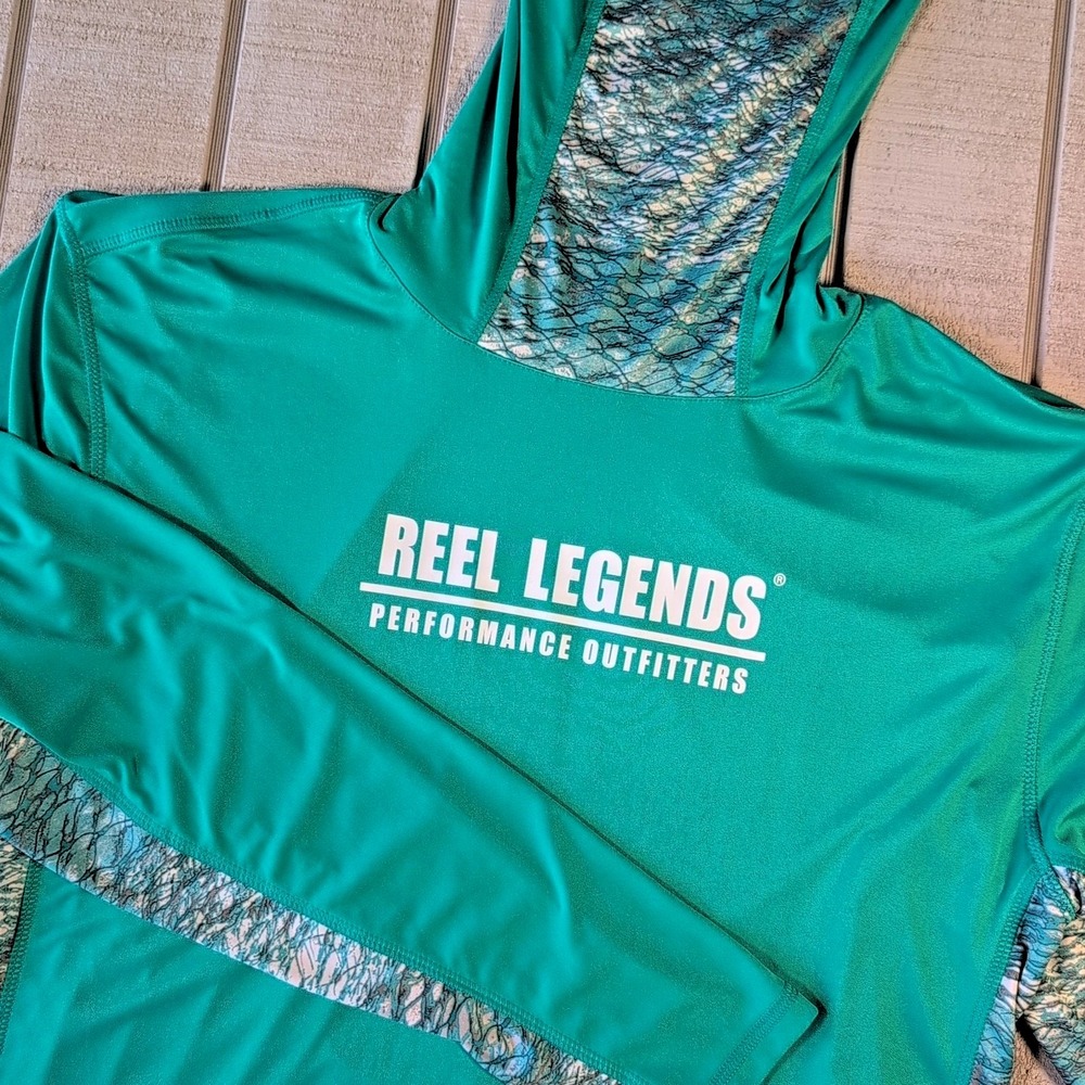 New Reel Legends Fishing Shirt Men's Size XL Teal Camo -‎ Performance Outfitters